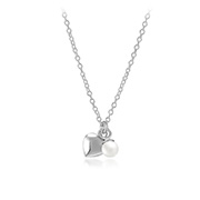 N-1113/42 - 925 Sterling silver necklace with synthetic pearl.