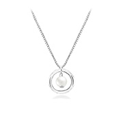 N-1455/42 - 925 Sterling silver necklace with synthetic pearl.