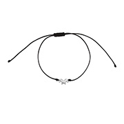 AL-803 - 925 Sterling silver cord anklet with cubic zircon.