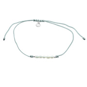 AL-824 - 925 Sterling silver cord anklet with fresh water pearl.