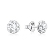 925 sterling silver multi crystals stud.