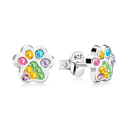 925 sterling silver multi crystals stud.
