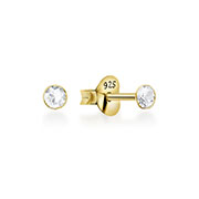 E-5000 - Gold plated sterling silver stud with crystal.