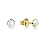 E-5001 - Gold plated sterling silver stud with crystal.