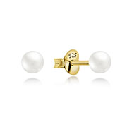 Gold plated sterling silver stud withsynthetic pearl.