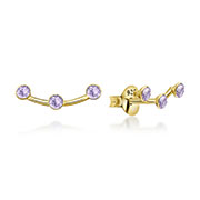 E-5677 - Gold plated sterling silver stud with crystal.