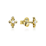 E-5805 - Gold plated sterling silver stud with crystal.