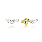 E-5819 - Gold plated sterling silver stud with crystal.
