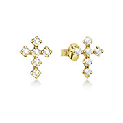 E-5836 - Gold plated sterling silver stud with crystal.