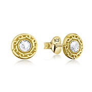 E-5893 - Gold plated sterling silver stud with crystal.