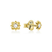 Gold plated sterling silver stud with crytal.