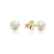 E-5920 - Gold plated sterling silver stud with fresh water pearl.