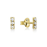 E-5923 - Gold plated sterling silver stud with crystal.