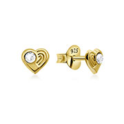 E-5958 - Gold plated sterling silver stud with crystal.