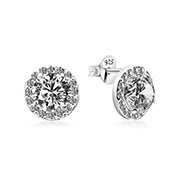 EZ-1399 - 925 Sterling silver stud with cubic zircon.