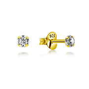 EZ-5013 - Gold plated sterling silver stud with cubic zirconia.