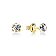 EZ-5212 - Gold plated sterling silver stud with cubic zirconia.