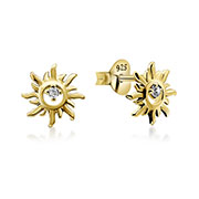 EZ-5525 - Gold plated sterling silver stud with cubic zirconia.
