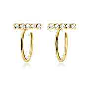EZ-5533 - Gold plated sterling silver stud with cubic zirconia.