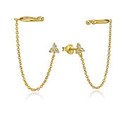 EZ-5547 - Gold plated sterling silver stud with cubic zirconia.