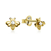 EZ-5562 - Gold plated sterling silver stud with cubic zirconia.