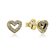 EZ-5569 - Gold plated sterling silver stud with cubic zirconia.
