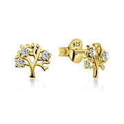 EZ-5611 - Gold plated sterling silver stud with cubic zirconia.