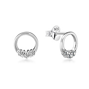 EZ-889 - 925 Sterling silver stud with cubic zircon.