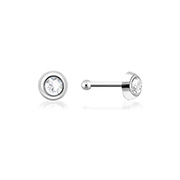 NS-006 - 925 Sterling silver nose stud with crystal.