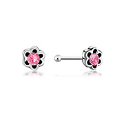 NS-081 - 925 Sterling silver nose stud with crystal.