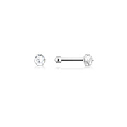 NS-085 - 925 Sterling silver nose stud with crystal.