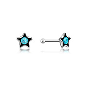 NS-086 - 925 Sterling silver nose stud with crystal.