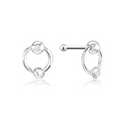 NS-537 - 925 Sterling silver nose stud with crystal.