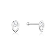 NS-619 - 925 Sterling silver nose stud with crystal.