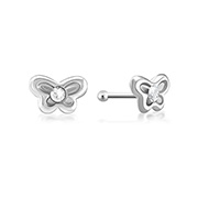 NS-620 - 925 Sterling silver nose stud with crystal.