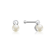 NS-634 - 925 Sterling silver nose stud with synthetic pearl.