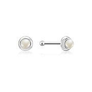 NS-651 - 925 Sterling silver nose stud with synthetic pearl.