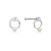 NS-652 - 925 Sterling silver nose stud with synthetic pearl.