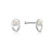 NS-653 - 925 Sterling silver nose stud with synthetic pearl.