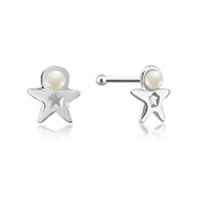 NS-654 - 925 Sterling silver nose stud with synthetic pearl.