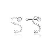 NS-657 - 925 Sterling silver nose stud with crystal.