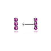 NS-658 - 925 Sterling silver nose stud with crystal.