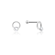 NS-662 - 925 Sterling silver nose stud with crystal.