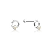 925 Sterling silver nose stud with synthetic pearl.