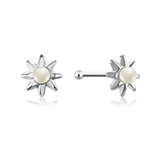 NS-689 - 925 Sterling silver nose stud with synthetic pearl.