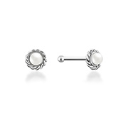 925 Sterling silver nose stud with synthetic pearl.