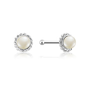 NS-699 - 925 Sterling silver nose stud with synthetic pearl.