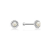 NS-700 - 925 Sterling silver nose stud with synthetic pearl.