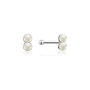NS-745 - 925 Sterling silver nose stud with synthetic pearl.