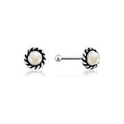 NS-780 - 925 Sterling silver nose stud with synthetic pearl.